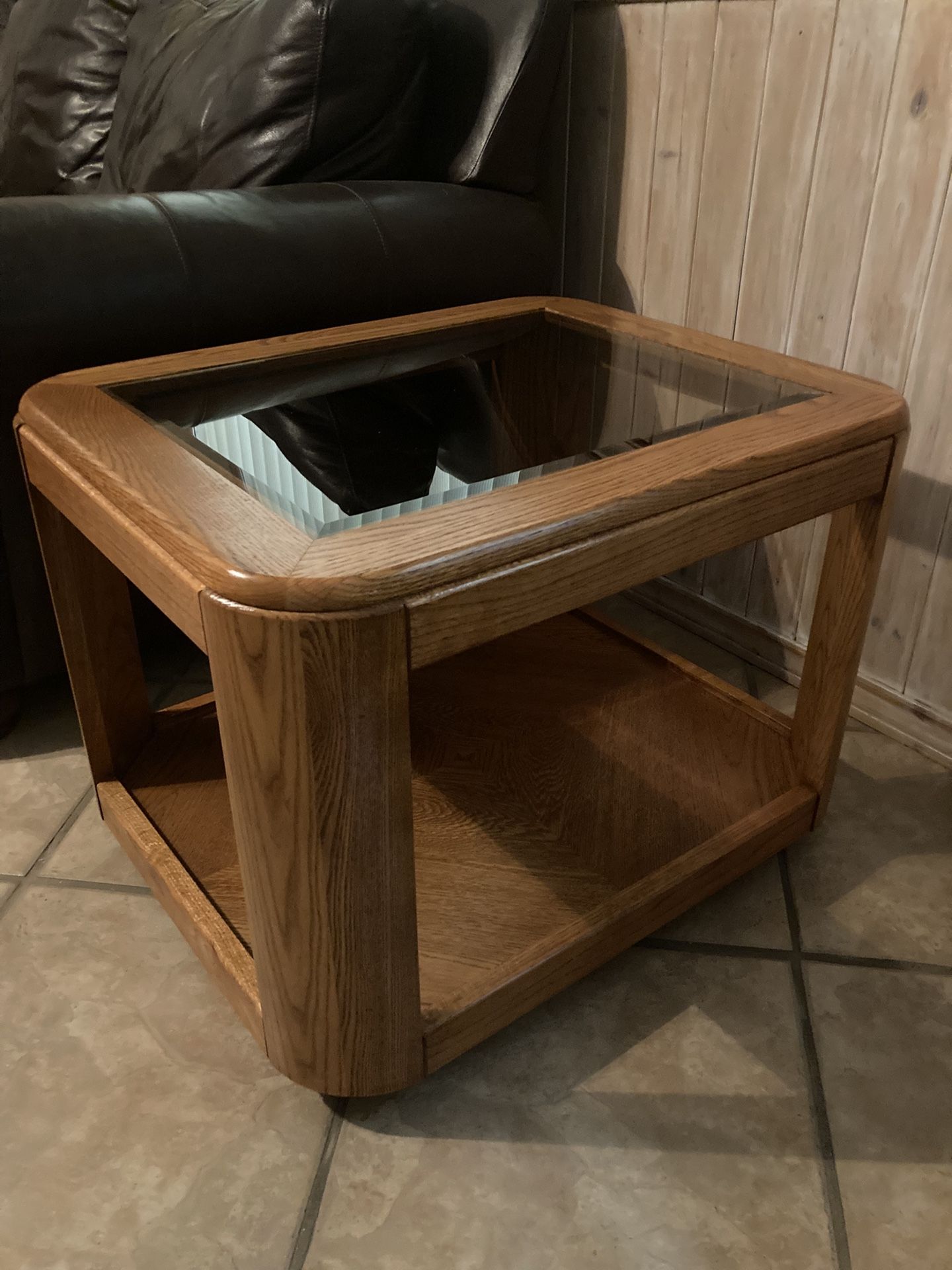End Table- Oak/Glass-$50