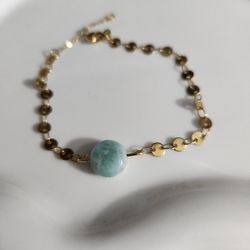 Gold Stainless Steel Larimar Bracelet