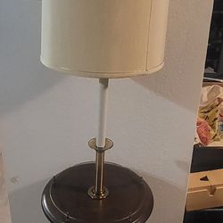 Vintage Stiffel Brass Floor Lamp With Built In Wood Table
