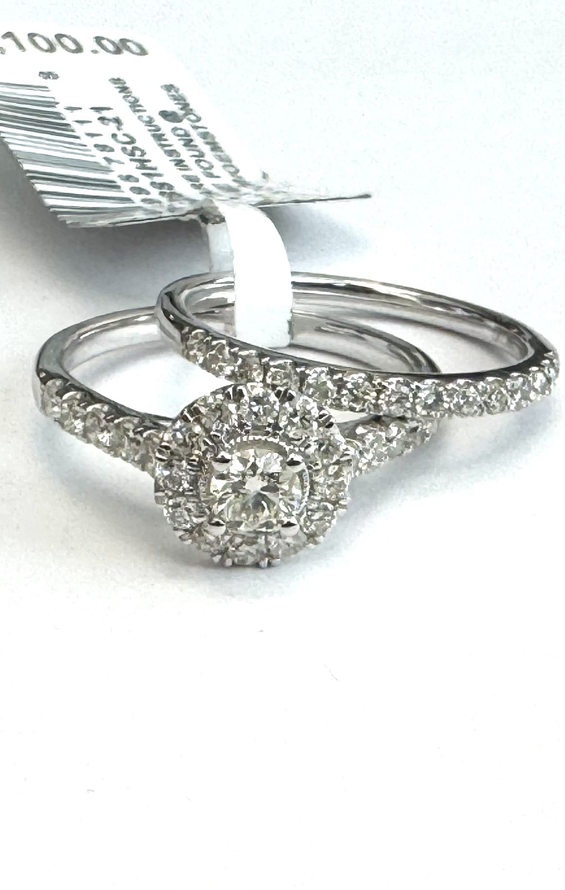 Diamond Halo Bridal Set (1 Ct.t.w) In 14k White Gold