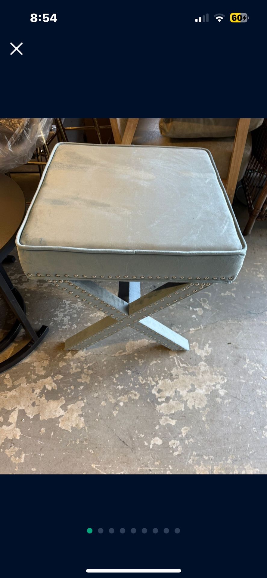 Safavieh Home Collection Palmer Sky Blue with Silver Nailhead Trim X-Bench Ottoman