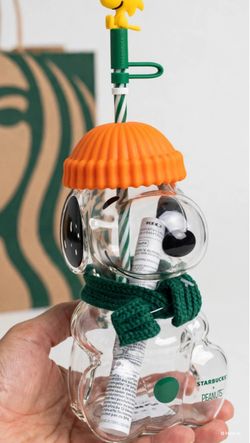Starbucks x Peanuts Snoopy Glass Cup with Straw