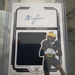 2025 Panini National Treasures Will Johnson Rookie Patch Auto /99 Michigan RPA