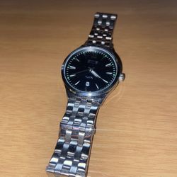 Silver Watch with Black Background 