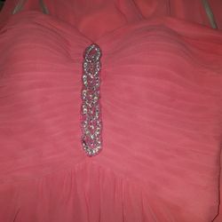 Formal dress, prom dress.Coral, long dress. Small. Chiffon.