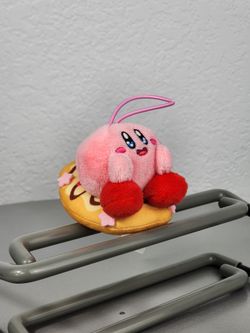 2.5" Kirby Smiling on Yellow Doughnut Keychain Charm Plush