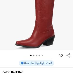 Ankis Cowboy Boots for Women Wide Calf 9.5 Red