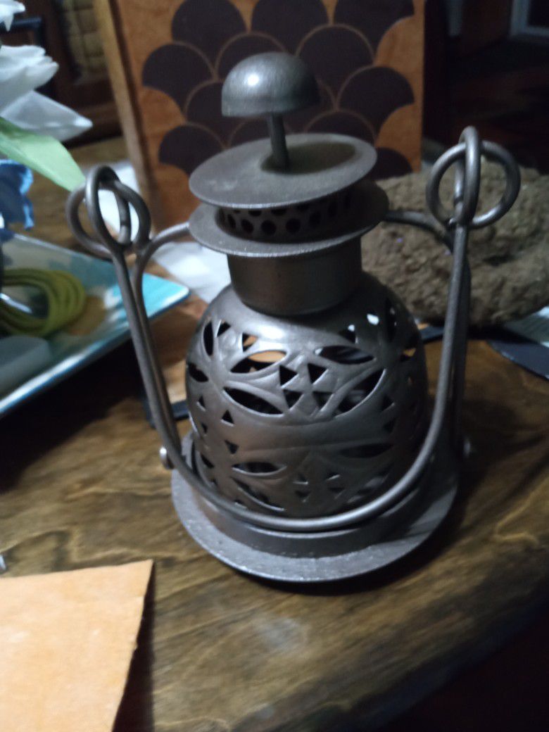 Distressed Metal Candle Holder