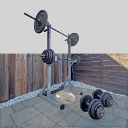 Adjustable Squat Rack $150, (Available Separately Weights & Bars $300)