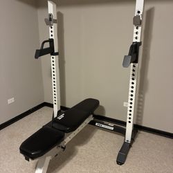 Weight Bench  and Adjustable Rack/Press Stand-Great Condition