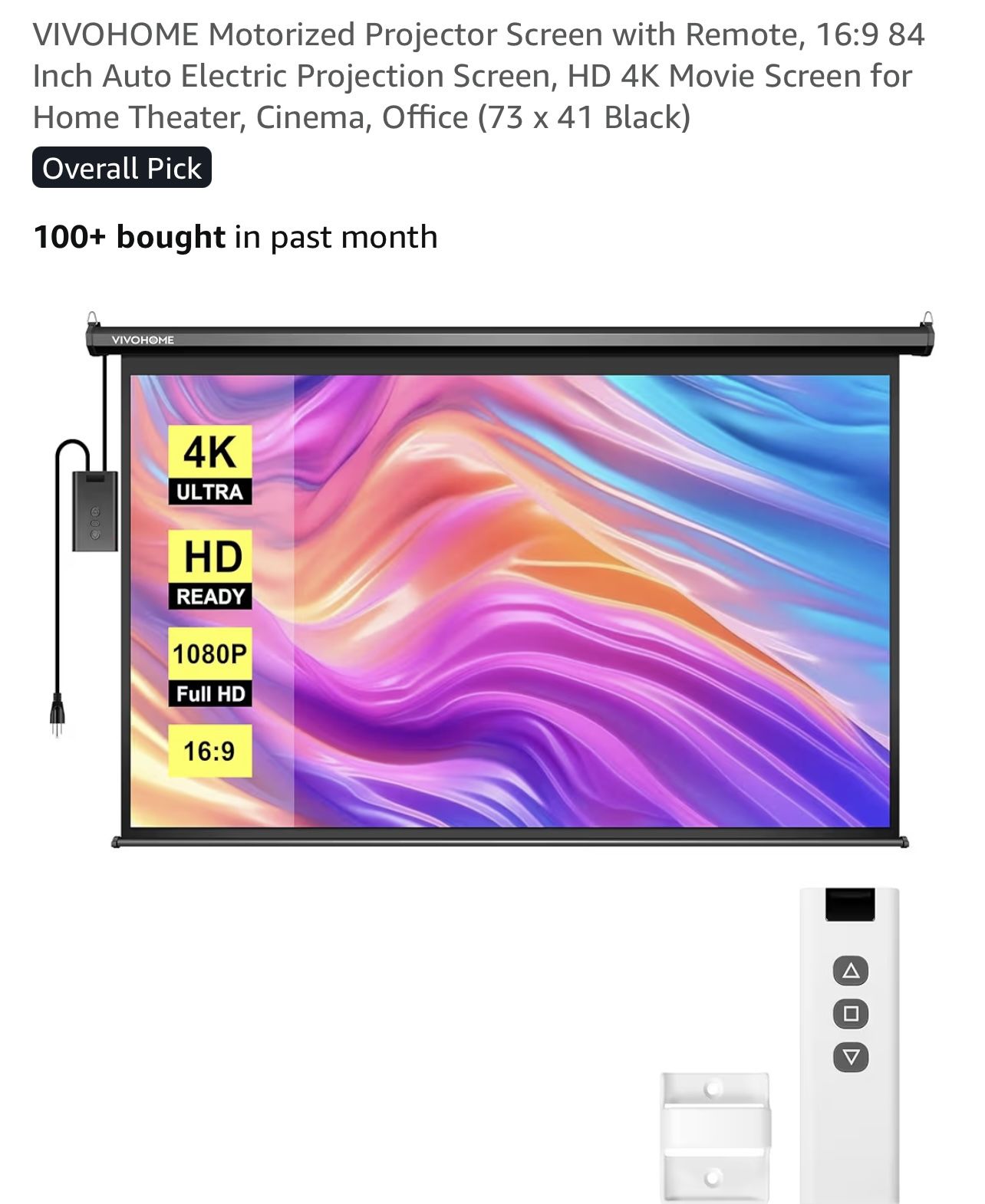 Motorized 84” Projector Screen