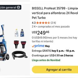 BISSELL ProHeat 35799 - vacuum vertical para alfombras 2X Revolution Pet Turbo - Aspiradora mascotas