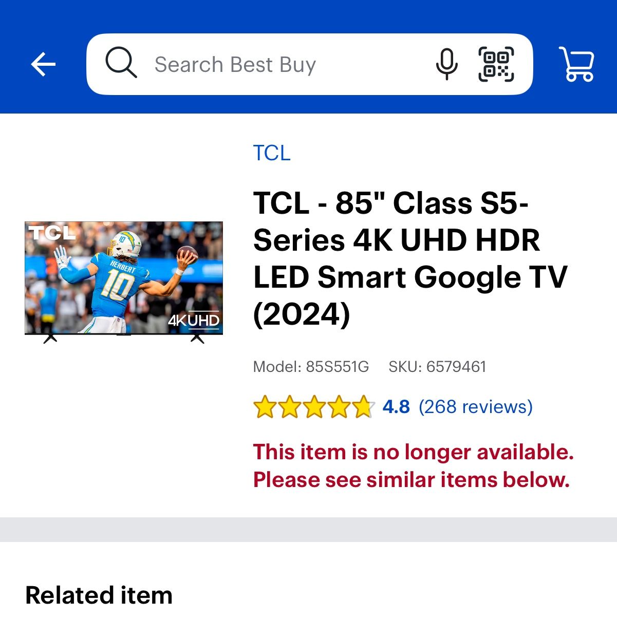 TCL - 85" Class S5-Series 4K UHD HDR LED Smart Google TV (2024)