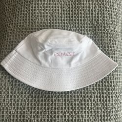 Coach White Hat with Pink Logo