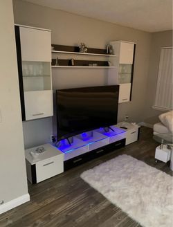Modern Wall Unit Entertainment Center with LED Lights