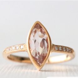 Pink Morganite and Diamond Engagement Ring