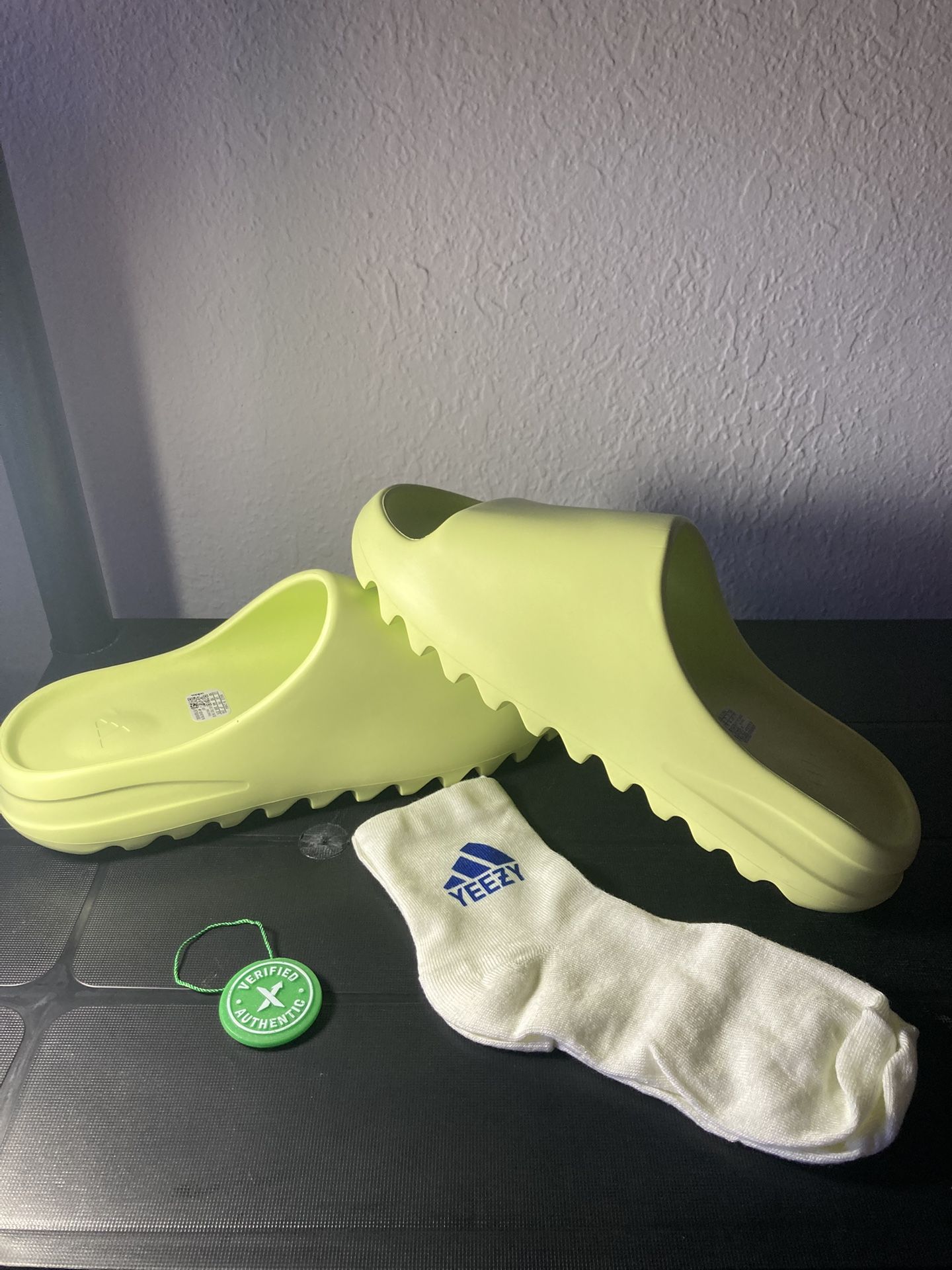 Glow Yellow Yeezy Slides