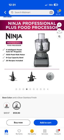 Ninja Professional Plus Food Processor, 1000PW, 9-Cup, Grey, BN601