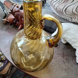 Vintage Amber Glass Pitcher