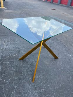 Golden glass table 51x29.5 dining