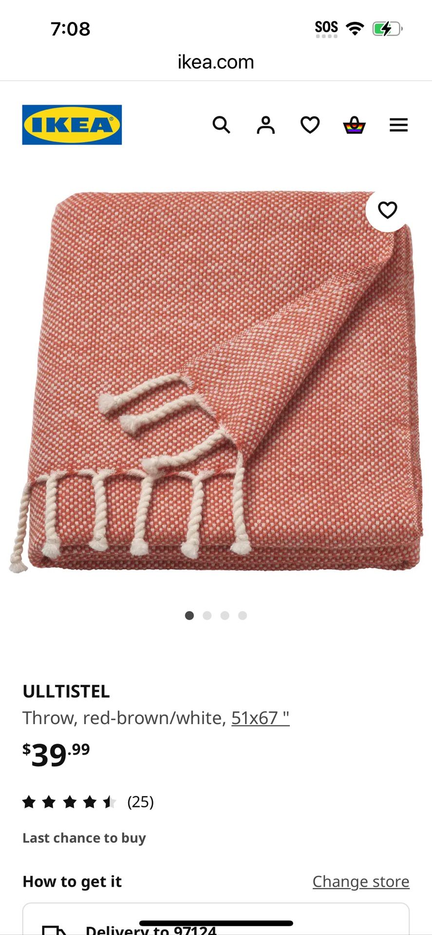 NEED GONE TODAY MON 6/24 - IKEA ULLTISTEL WOOL BLEND THROW BLANKET