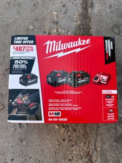 Milwaukee M18 18-Volt Lithium-Ion High Output Starter Kit w/ 2x 6.0 Ah Battery & Charger  $159 New