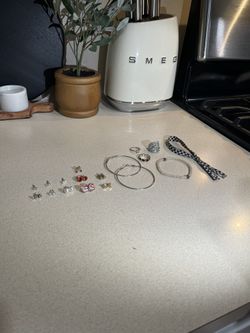 Lot Of Earrings 2 Bracelets & 3 Free Rings Included 