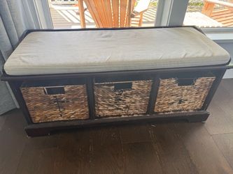 Storage Bench w/cubby bins and cushion top