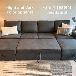 FREE DELIVERY & NEW! Sleeper Sectional Sofa Couch - Storage & USB!