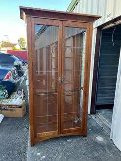 Beautiful Lead glass Wood Cabinet