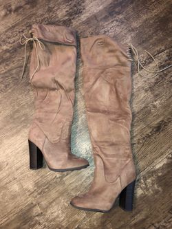Tan Thigh high faux suede boots Size 6.5