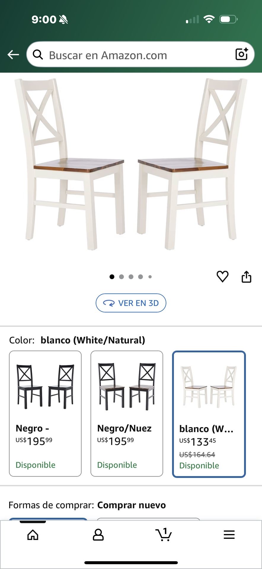 Safavieh Home Collection Akash - 18-inch Dining Chair with X-back, White and Natural (Set of 2)