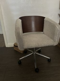 Wood And Sherpa Desk Chair