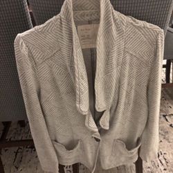 Vintage Free People Brand Women’s White And Grey Cardigan, Jacket, Cotton Size Medium