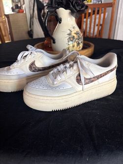 Nike Platform Sneakers White Leopard Swoosh