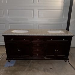 Double Sink Vanity, Granite Top 72 inch