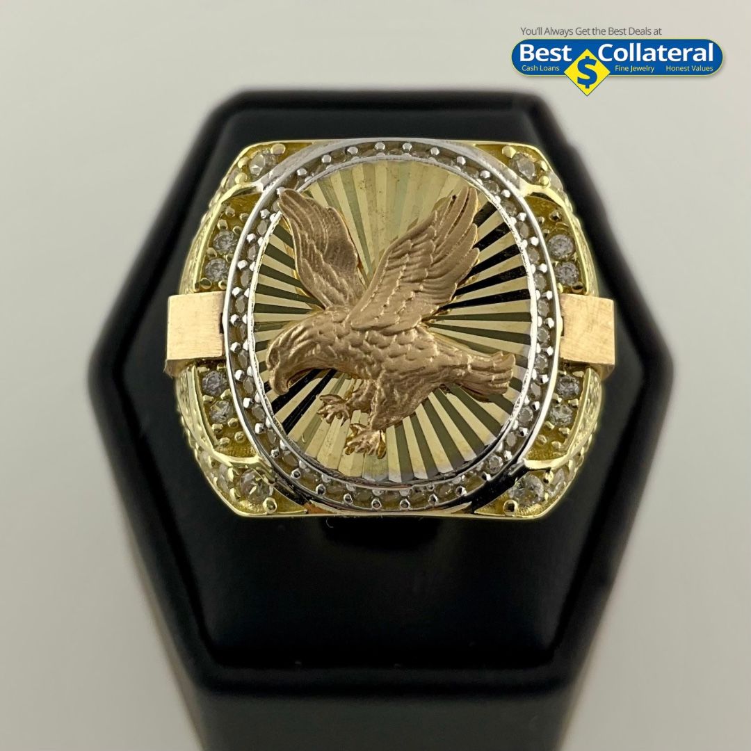 Men’s Stone Eagle Ring In 14k Gold