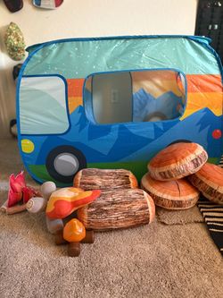 Kids Camper Van Play Tent with Camping Accessories