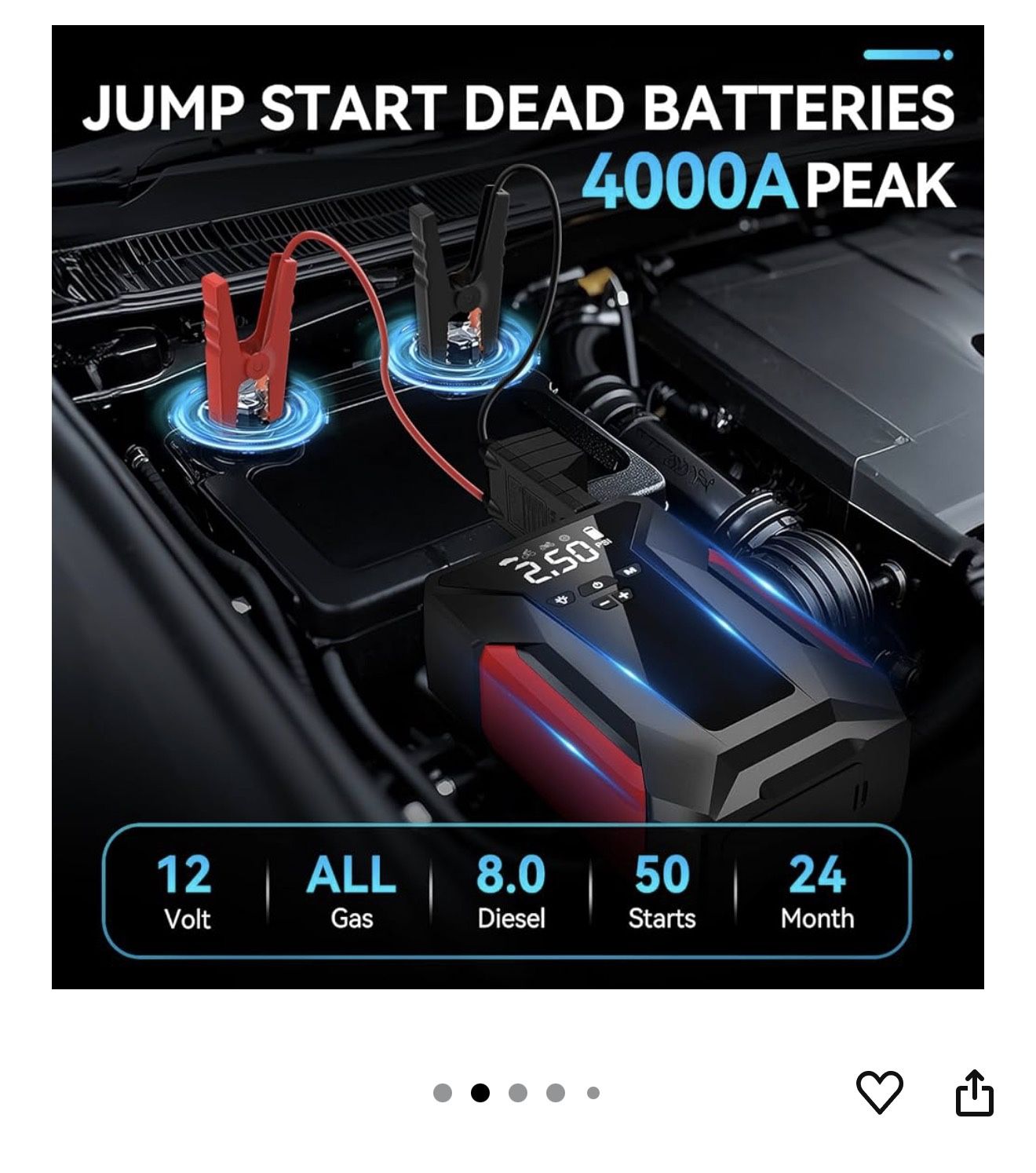 Jump Starter with Air Compressor,4000A