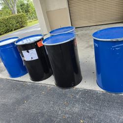 Barrels 50Gallon With Lids Steel Metal 3for $100