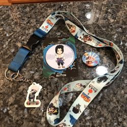 Nartuo Shippuden Lanyard And 2 Nartuo Pinback Pins. Brand New . Smoke free home