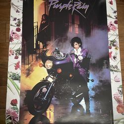 Prince "Purple Rain" Warner Bros. US Promo Poster for Record Album LP 1984 Rare 