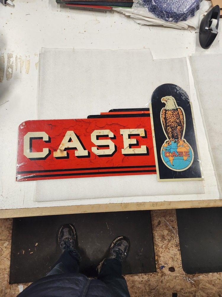 Case Farm Tractor Eagle Globe Steel Metal Sign