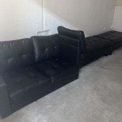3pieces-Black Sectional Sofa with Ottoman – Gently Used