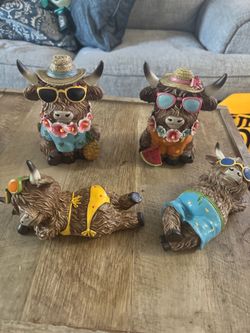 Highland Cow Summer Figurines Set of 4