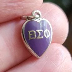 Beta Sigma Phi Purple Heart Charm Vintage