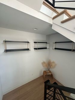 West elm modern floating shelves - black and bronze