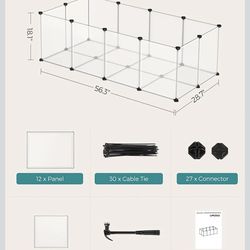 SONGMICS Pet Playpen w/ Floor Small Animal Pen Fence Indoor - White