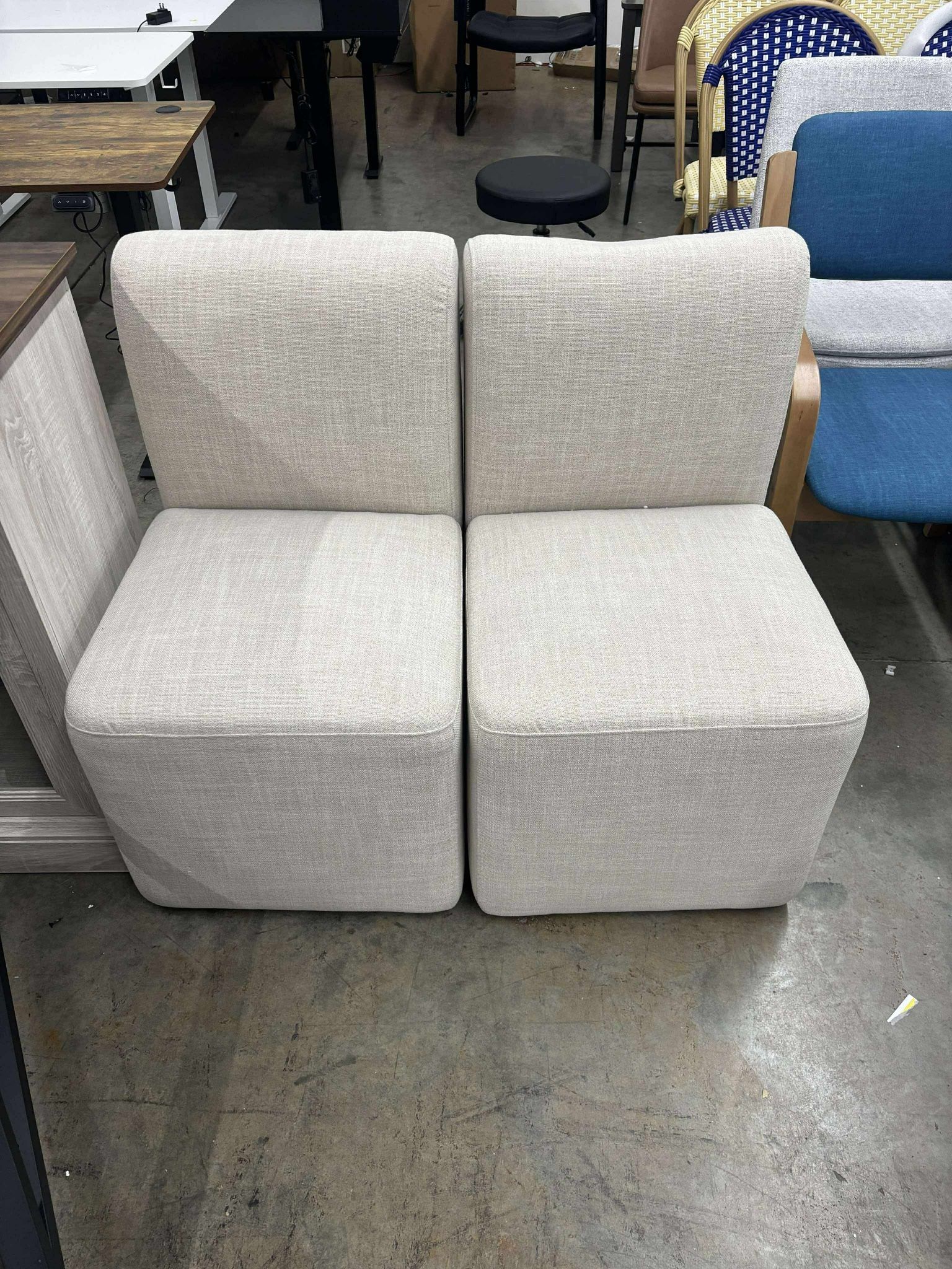 Aida Performance Fabric Rolling Dining Chair With Casters Base(damaged)