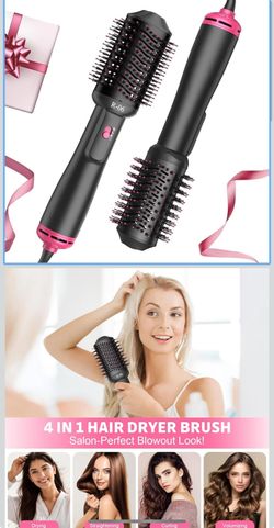 4-in-1 Hot Air Dryer Brush, Volumizing Oval Styler, Red